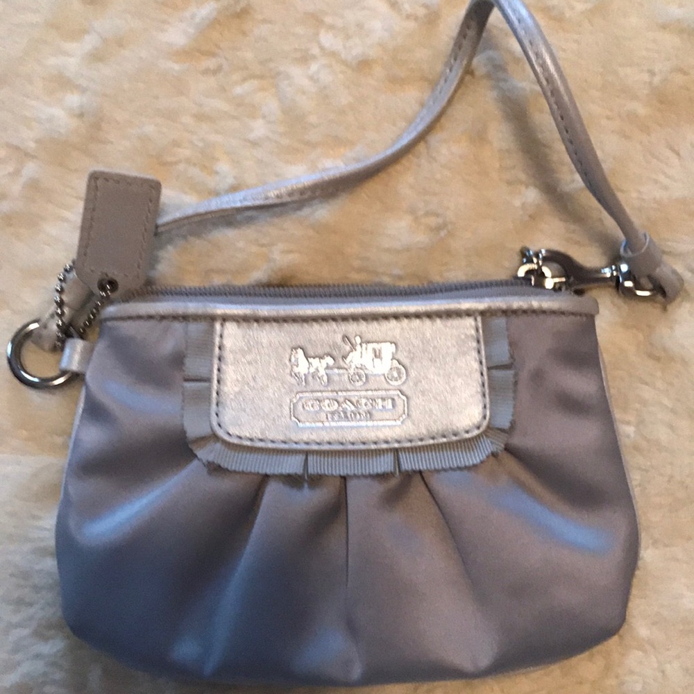Coach Silver Metallic Wristlet